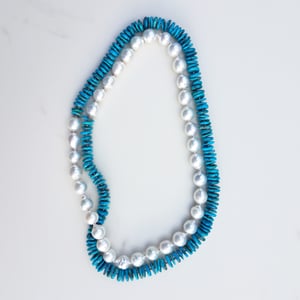 Australian Pearl & Blue Turquoise Helix Necklace