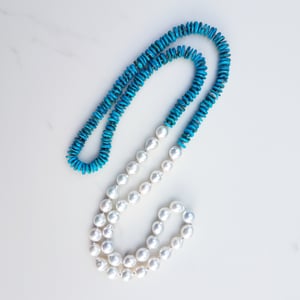 Australian Pearl & Blue Turquoise Helix Necklace