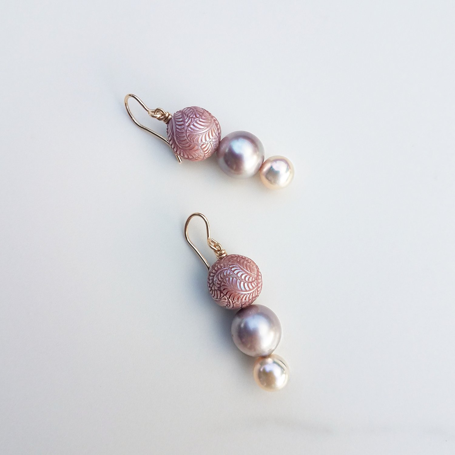 Pink Fresh Water & Tahitian Pearl Earrings