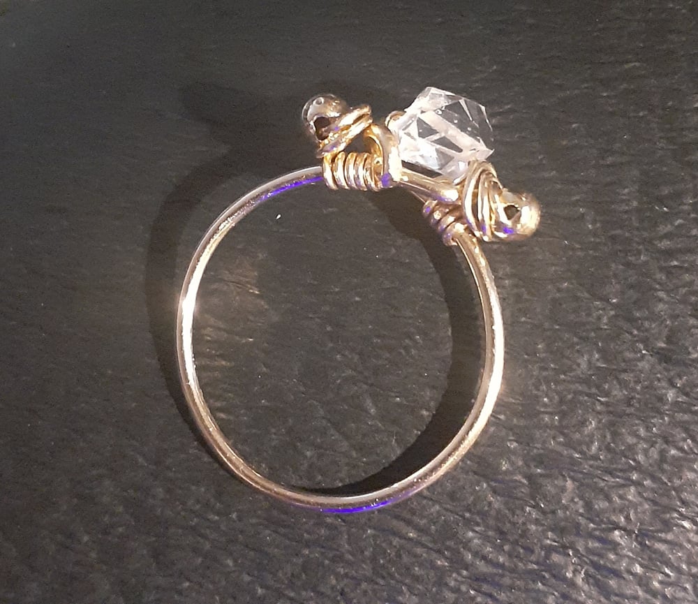 Image of Fine Herkimer Diamond and Genuine 14k Gold filled ring