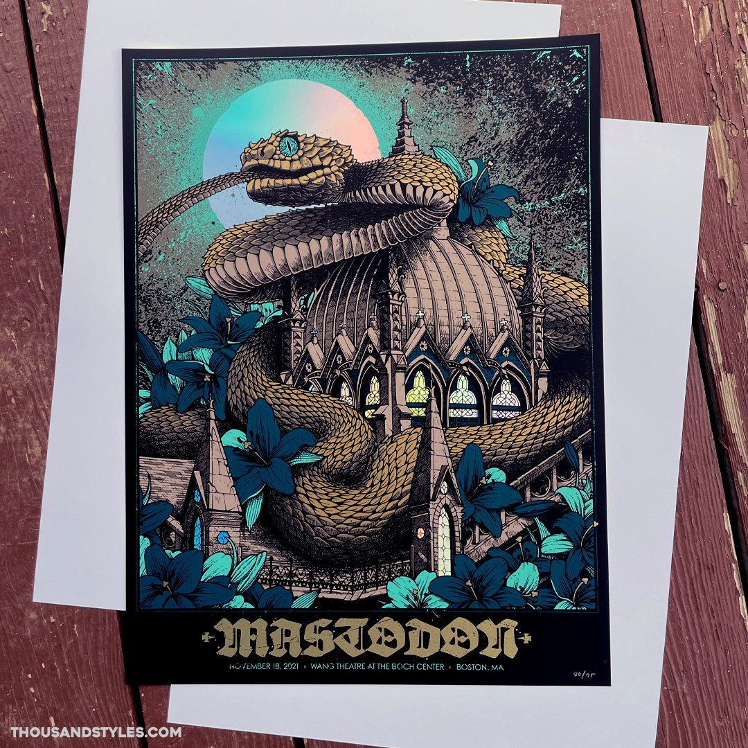 Mastodon Official Concert Poster - 11.18.21 Boston - Foil Variant