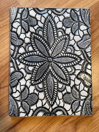 Image 1 of Black and white medallion lace wall tile - oblong