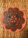 Small round butterfly lace tile - terra cotta 6”
