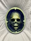 "Death's Head" Plaque One Off- Translucent Deep Blue, Yellow and Glow 