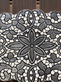Image 2 of Black and white medallion lace wall tile - 17”
