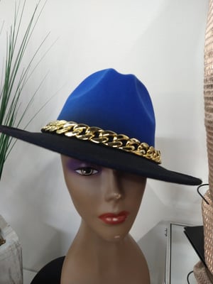 Image of BLUE AND BLACK OMBRE FEDORA W/ BUCKLE