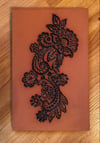 Terra cotta lace flowers tile - medium