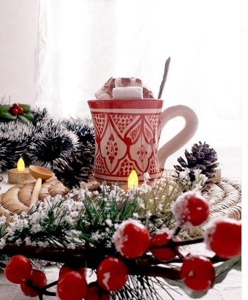 Image of RED CERAMIC MUG - MOROCCAN PATTERNS