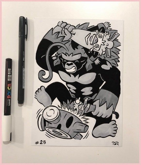 Image of Inktober 2019 #25: Grookey & family