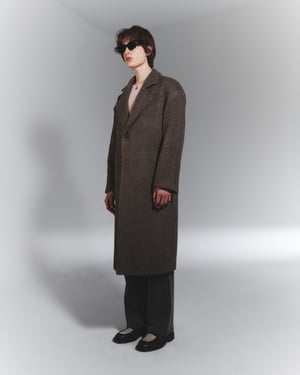 Image of NIGHT FLOW - Wool Blended Check Single Coat (Brown)