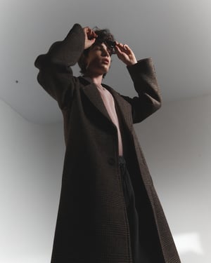 Image of NIGHT FLOW - Wool Blended Check Single Coat (Brown)