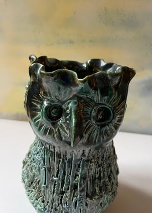 Image of Ceramic Green Owl Vase