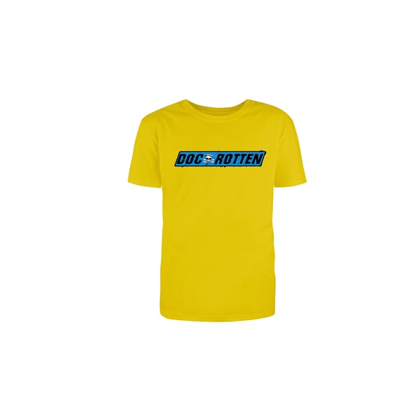 Image of Doc Rotten T-Shirt Yellow/Blue Logo