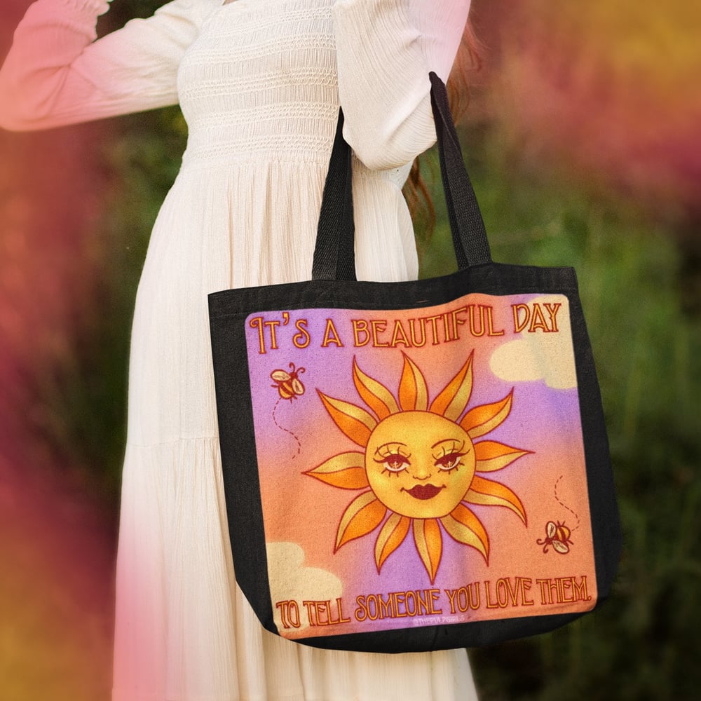 Image of IT'S A BEAUTIFUL DAY TOTE BAG