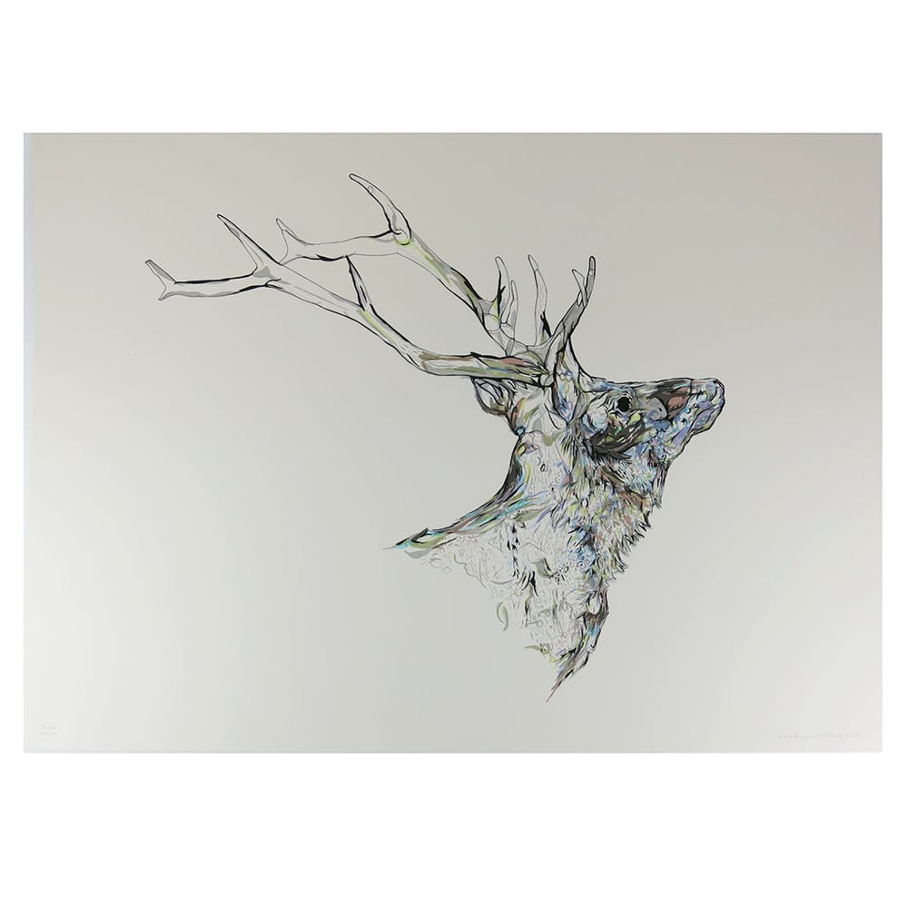 Image of Mineral Stag screen print 'pale blues'