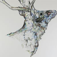 Image 2 of Mineral Stag screen print 'pale blues'