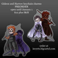 Gideon and Harrow double sided keychain charms