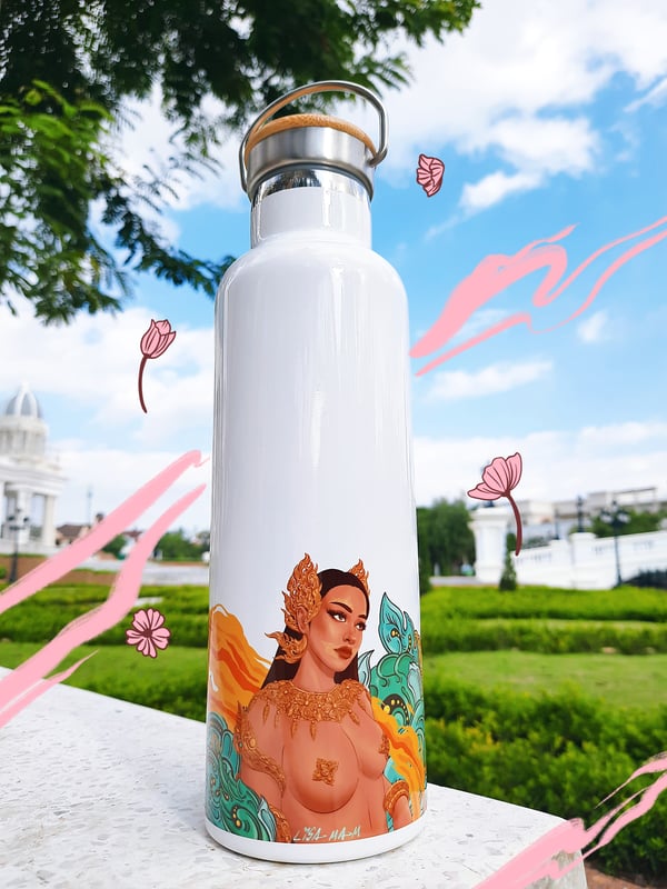 Image of Yak Khenei by LISA MAM  Water Bottle (Large) 
