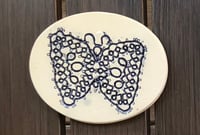 Butterfly lace wall tile - 6” oval - navy blue