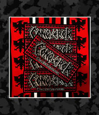 Conqueror / Red Faux Leather Patch 5.5 x 2.25 