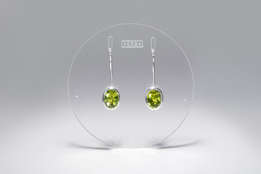 Image of "To attain a desired goal" silver earrings with chrysolites  · FRUI VOTIS ·