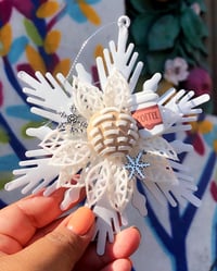 Image 2 of White or Gold Snowflake Conchita Ornaments 
