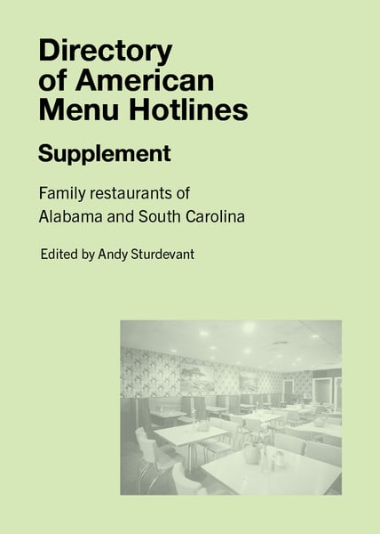 Image of Directory of American Menu Hotlines Supplement: Family Restaurants of Alabama and South Carolina