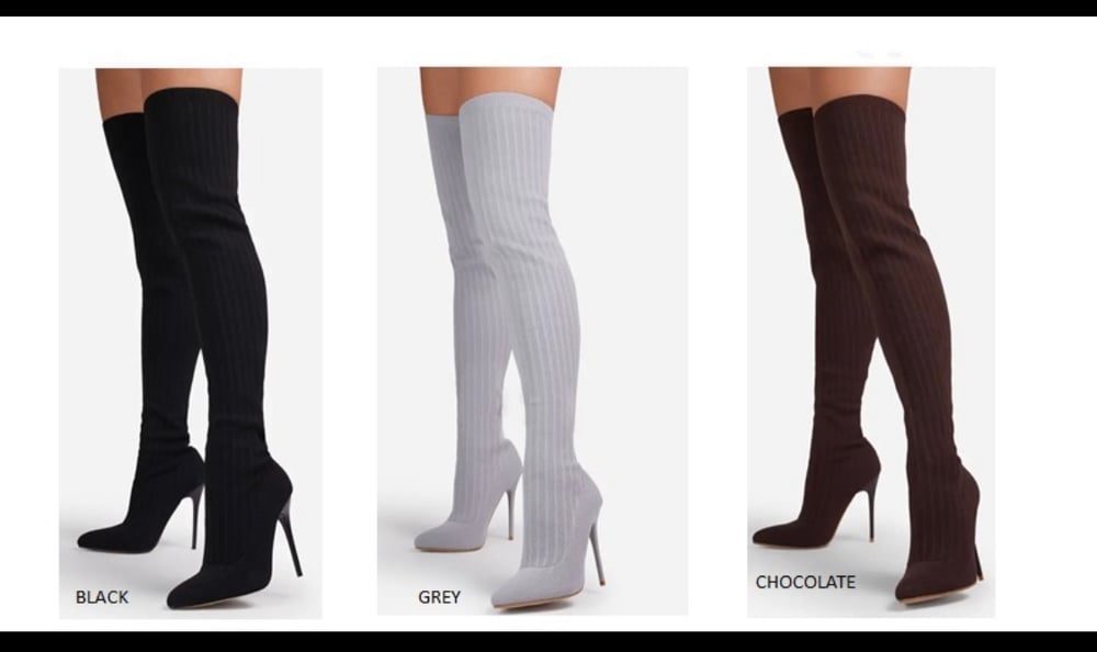 Image of Knit thigh high boots