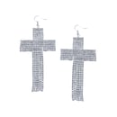 Image 2 of Rhinstone Cross Earrings (Silver)