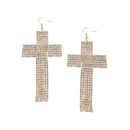 Image 2 of Rhinestones Cross Earrings (Gold)