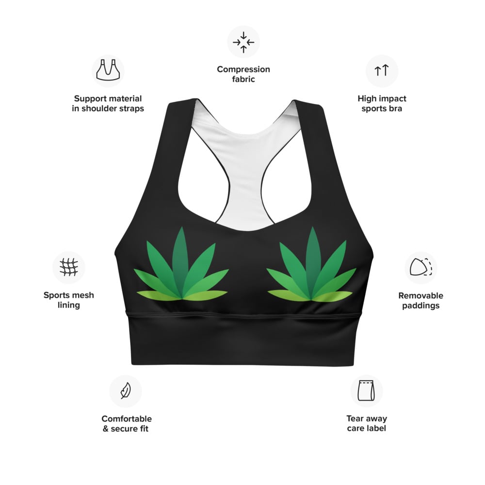 Medicate Cannabis Leaf Longline Sports Bra