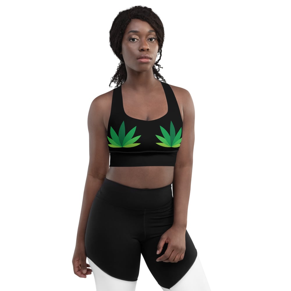 Medicate Cannabis Leaf Longline Sports Bra