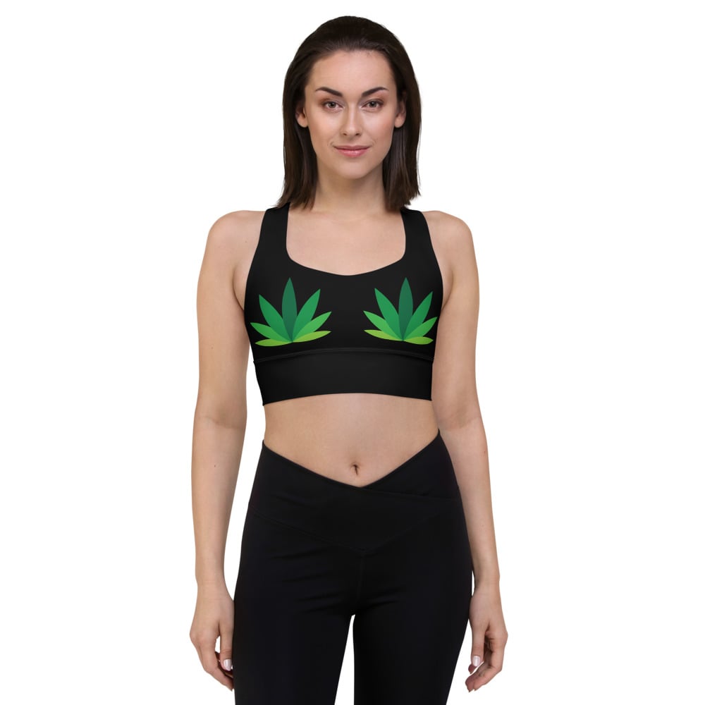 Medicate Cannabis Leaf Longline Sports Bra