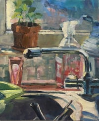 Image 1 of Kitchen winter sun, oil on canvas panel
