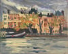 Across the river at Putney, oil on canvas panel