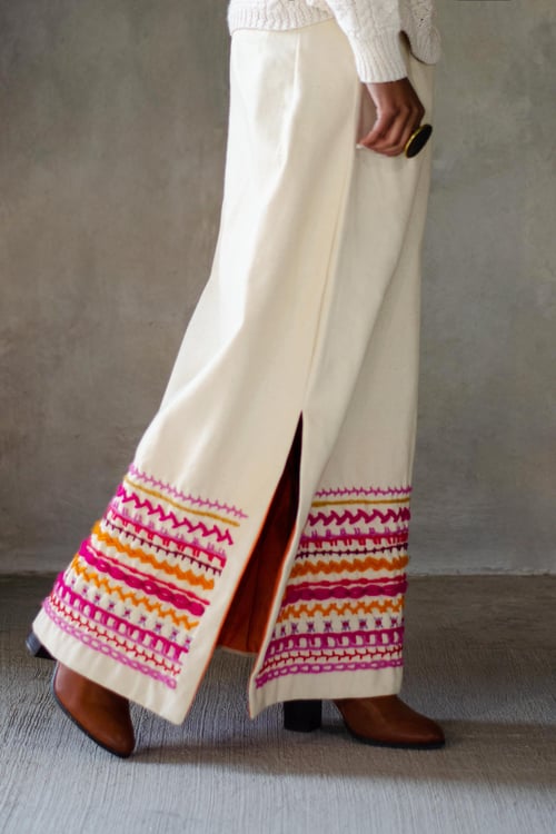 Image of Vintage Custom Adzowa Colorful Yarn Embroidered Maxi Skirt
