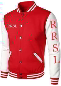 Image 3 of Red/White Men Varsity Jacket 