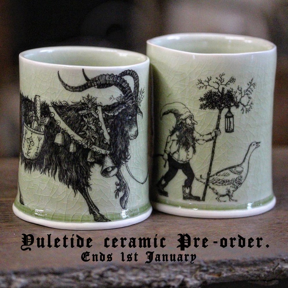 PRE ORDER!!! Yule goat and the Tomten. Porcine candle holders 