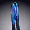 Sheer Silk Gauze Scarf Painted Blue Stripes Print