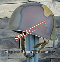 Image 1 of WWII M2 Dbale 82nd Airborne Helmet 504th PIR Paratrooper Front Seam Camo Pattern  