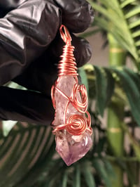 Image 1 of AMETHYST WRAPPED IN COPPER PENDANT - BRAZIL 
