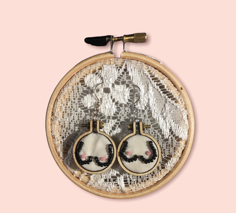 Image of Sisters not Twins Embroidery Hoop Earrings