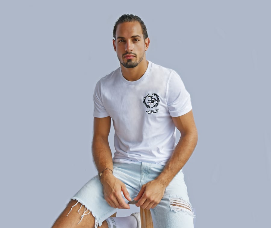 Image of White Tee Embroidered logo