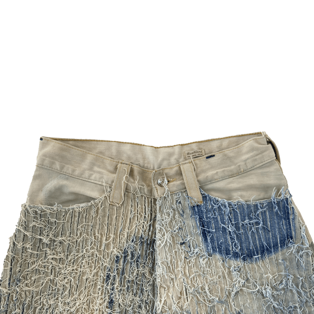 WALNUT-DYED CHENILLE OVERFLOW JEANS