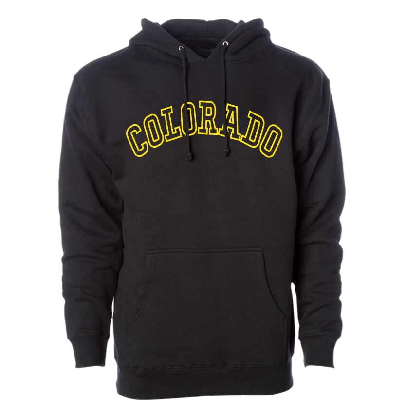 Image of CLASSIC BLACK AND YELLOW COLORADO PULL OVER HOODIE