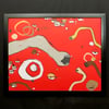 holes: crimson iteration2   (original painting)   FRAMED