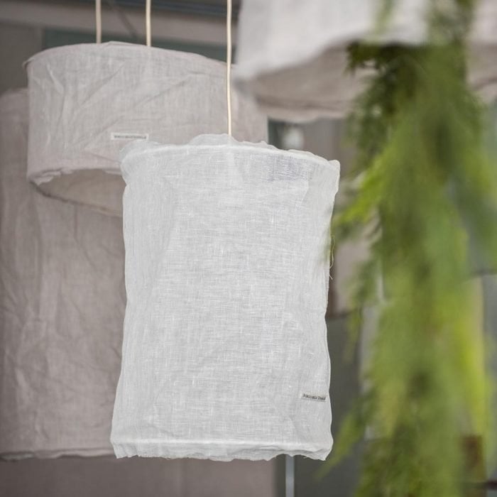 Image of Lampada a sospensione in lino collezione "Bolle" di Borgo delle Tovaglie