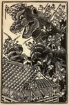 Godzilla vs 47 Ronin Block Print