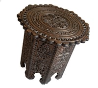 Wooden Round Coffee Table,Turkish Handmade Coffee Table,Wood Carved Coffee Table,Folding Living Room