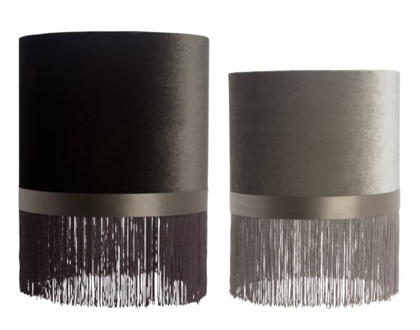 Image of Paralume in velluto con frangia